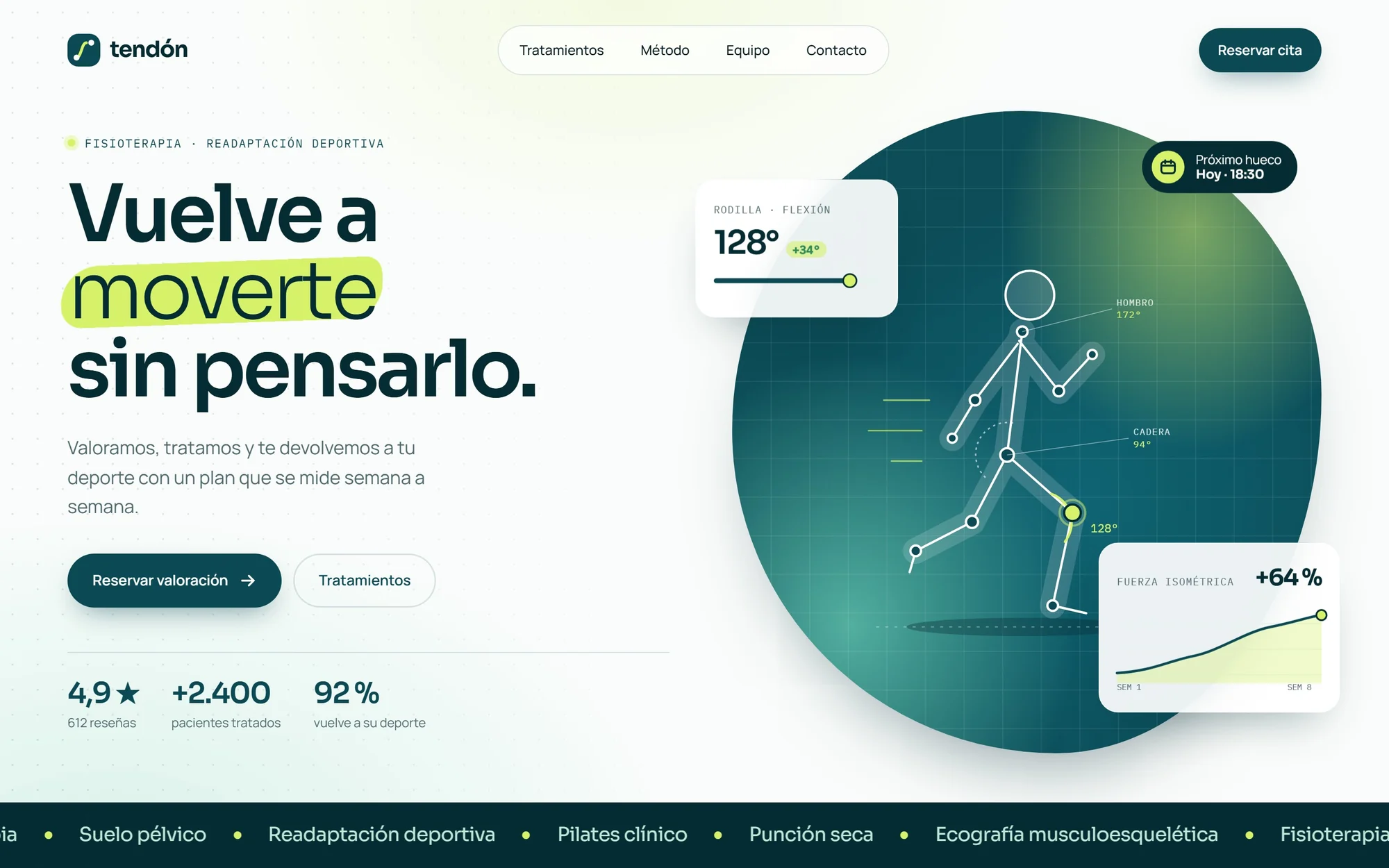 Web de Tendón, centro de fisioterapia: concepto de muestra de Sise Agency